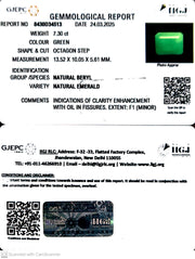 7.30/CT Natural Panna Stone with Govt. Lab Certificate